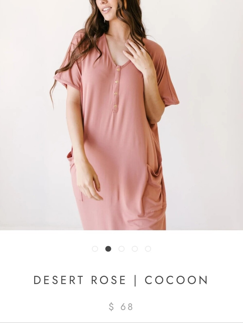 Dwell And Slumber One Size Maternity Postpartum Desert Rose Nightdress Cocoon - Picture 2 of 13